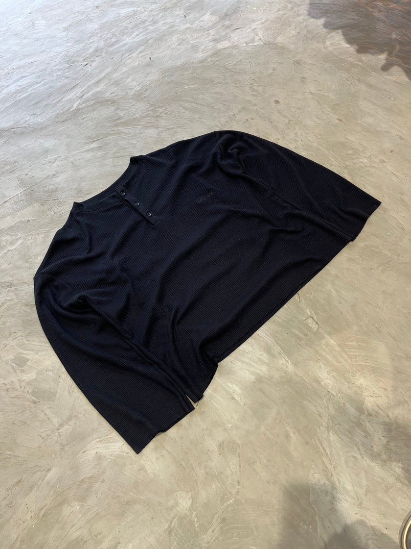 BLACK HENLEY WAFFLE - Image 6