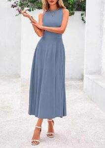 PRETTYGARDEN Spring Casual Dresses for Women 2026 Summer Business Work Midi Sleeveless A Line Pleated Cocktail Dress