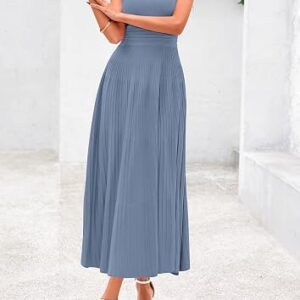 PRETTYGARDEN Spring Casual Dresses for Women 2026 Summer Business Work Midi Sleeveless A Line Pleated Cocktail Dress