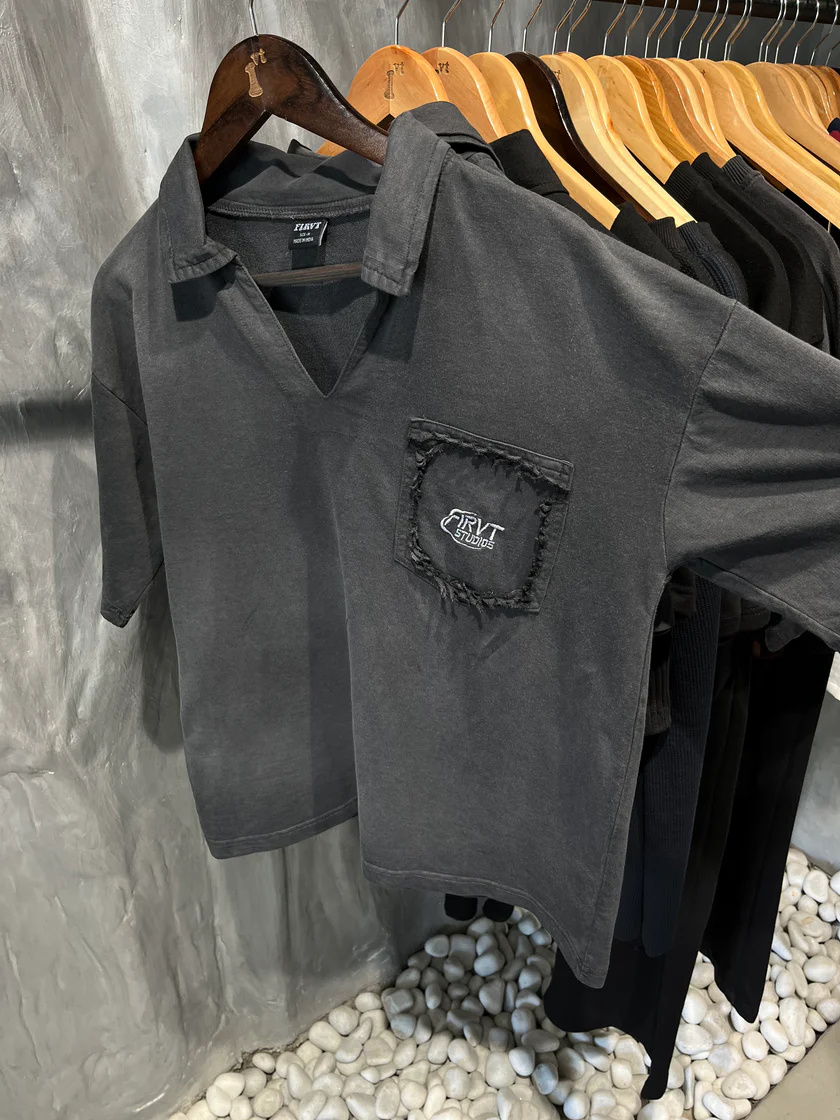 FIRVT CHARCOAL WASHED POLO - Image 3